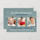 Twine-3x5誕生日パーティーへの招待に関する3枚の写真 招待状 (正面/裏面)