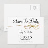 Twine Bow Save the Date 素朴 Postcard 案内ポストカード (正面/裏面)