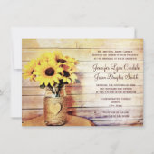 Twine Mason Jar包まれたひまわり式の結婚式の招待 招待状 (正面)