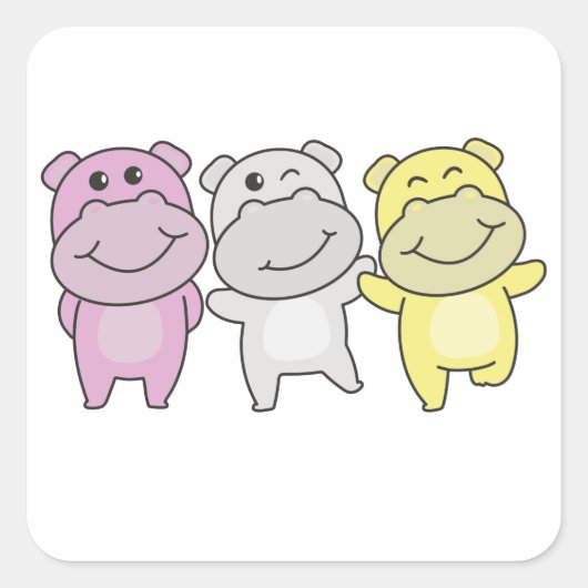Twink Flag Pride Lgbtq Cute Hippo Square Sticker スクエアシール (正面)