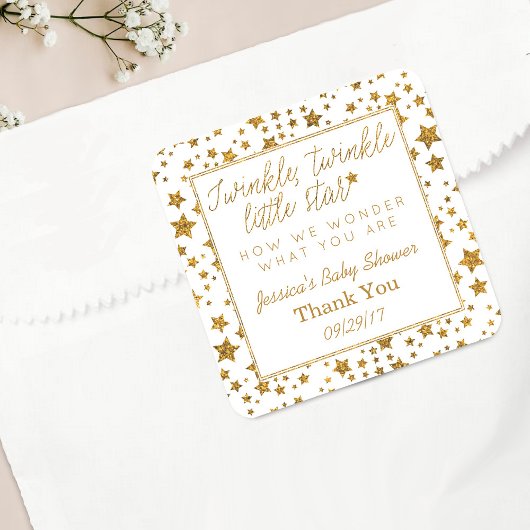 Twink、Twinkle小さな星の赤ちゃんシャワーありがとう スクエアシール