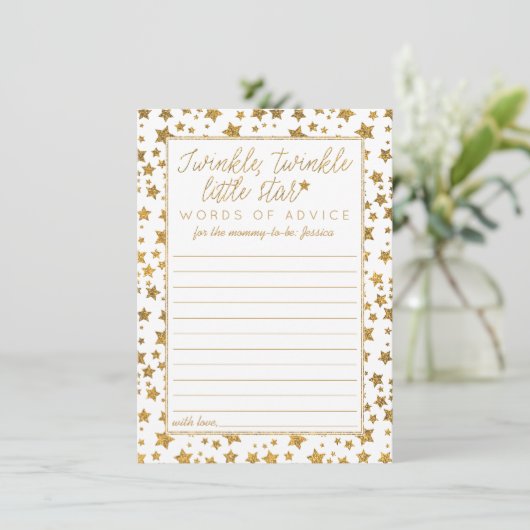 Twink、Twinkle小さな星の赤ちゃんシャワーアドバイス アドバイスカード (スタンド正面)