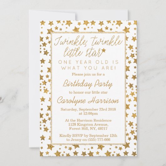 Twink、Twinkle Little Star 1st Birthday 招待状 (正面)