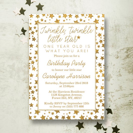 Twink、Twinkle Little Star 1st Birthday 招待状