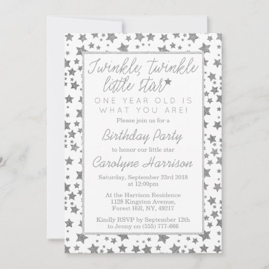 Twink、Twinkle Little Star 1st Birthday 招待状 (正面)