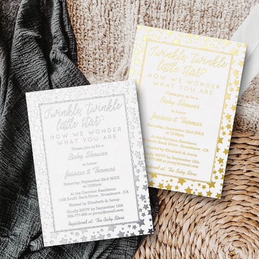 Twink、Twinkle Little Star Baby 実在 Shower 箔招待状