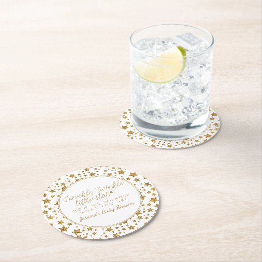 Twink、Twinkle Little Star Baby Shower ラウンドペーパーコースター (インサイチュ)