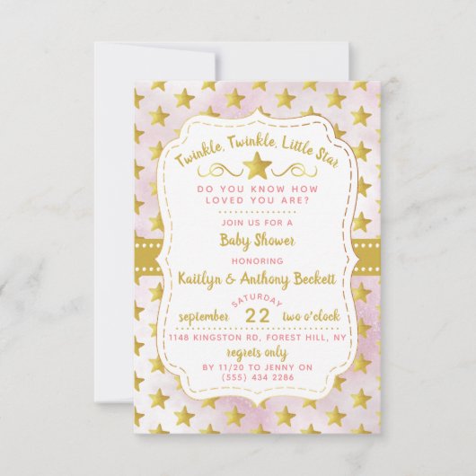 Twink、Twinkle Little Star Baby Shower 招待状 (正面)