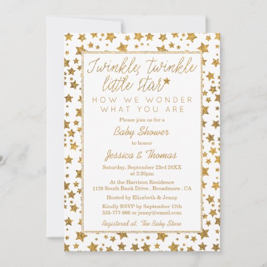Twink、Twinkle Little Star Baby Shower 招待状 (正面)