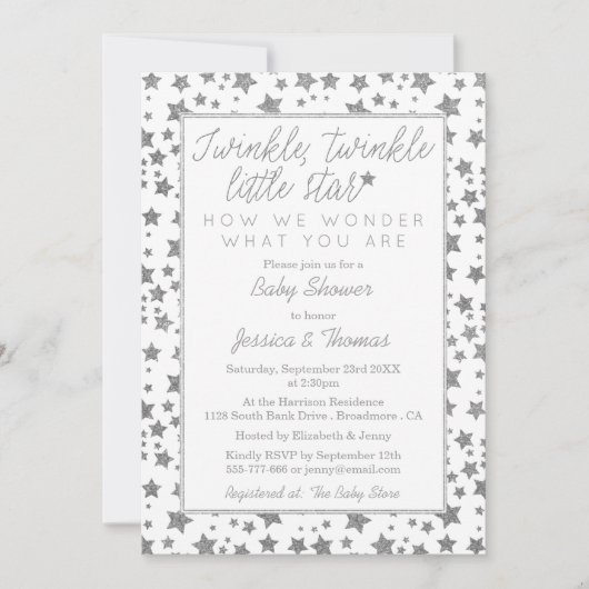 Twink、Twinkle Little Star Baby Shower 招待状 (正面)