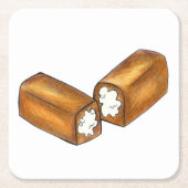 Twinkieクリーム入りスナックケーキジャンクフードグルメ スクエアペーパーコースター (正面)