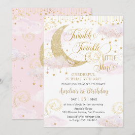 Twinkleお洒落 Little Star Pink 1st誕生日 招待状