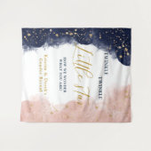 Twinkleジェンダーが背景、ネイビー、ピンクを明らかにする タペストリー (正面(横))