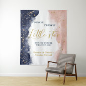 Twinkleジェンダーが背景、ネイビー、ピンクを明らかにする タペストリー (インサイチュ)