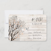 Twinkleライツツリーウッド素朴ウェディングRSVP 招待状 (正面)