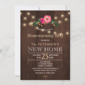 Twinkleライトフローラ素朴な引っ越し祝いパーティーbbq 招待状 (正面)