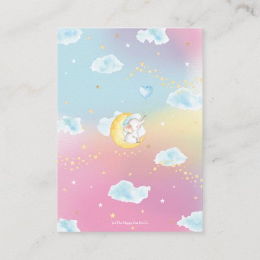 Twinkleリトルスターエレファントガールギフトレジストリ エンクロージャーカード (裏面)