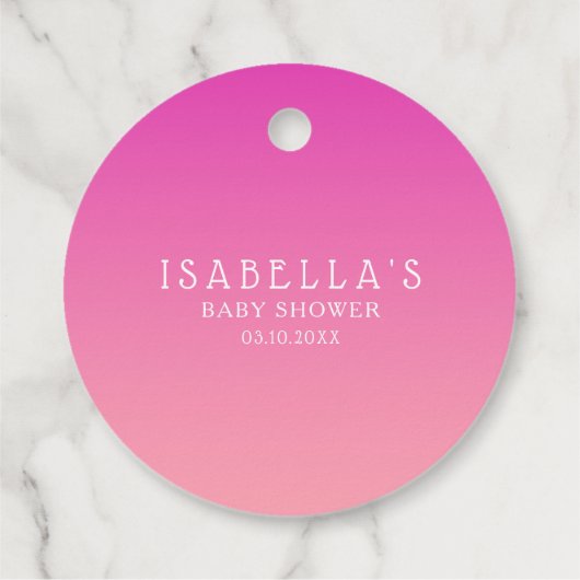 Twinkleリトルスターバニーベビーシャワーピンク金ゴールド フェイバータグ (裏面)