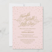 Twinkleリトルスターファンシー金ゴールド&ピンクベビーシャワー 招待状 (正面)