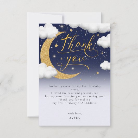 Twinkleリトルスターファースト誕生日ありがとう サンキューカード (正面)