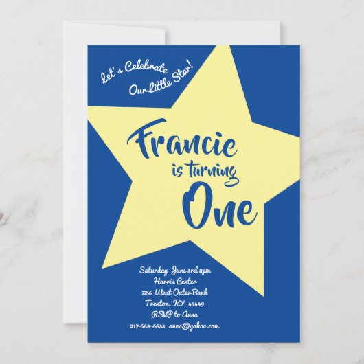 Twinkleリトルスター1st誕生日かわいい招待状 招待状 (正面)