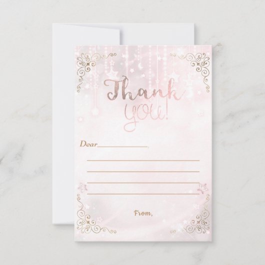 Twinkleリトル星バラ金ゴールドシャワーありがとう サンキューカード (正面)