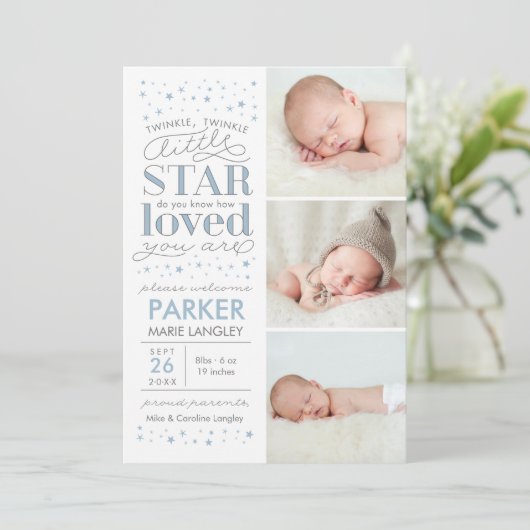 Twinkle写真数々の男の赤ちゃん誕生発表 案内状 (スタンド正面)