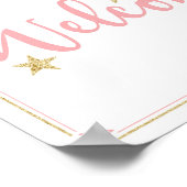 Twinkle小さな星の赤ちゃんシャワーウェルカムピンク金ゴールド ポスター (角)