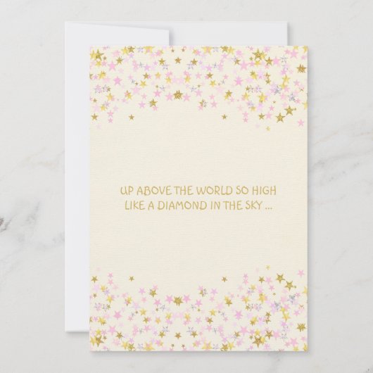 Twinkle小さな星の赤ちゃんシャワーピンク金ゴールドクリーム 招待状 (裏面)