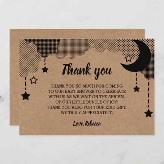 Twinkle小さな星クラフト赤ちゃんシャワーありがとう サンキューカード (正面/裏面)