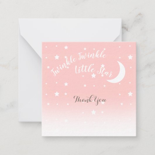 Twinkle小さな星コーラルピンクありがとうノートカード ノートカード (正面)