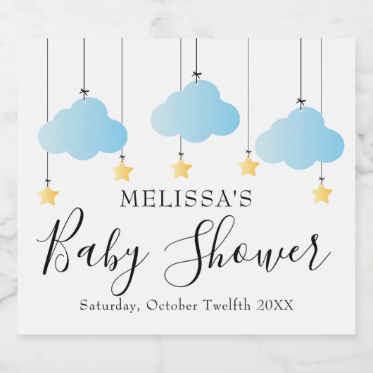 Twinkle小さな星ブルーボーイベビーシャワー スパークリングワインラベル (シングルラベル)