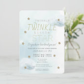 Twinkle小さな星ブルーボーイベビーシャワー 招待状 (スタンド正面)