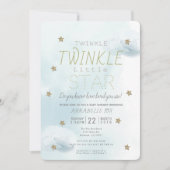 Twinkle小さな星ブルーボーイベビーシャワー 招待状 (正面)