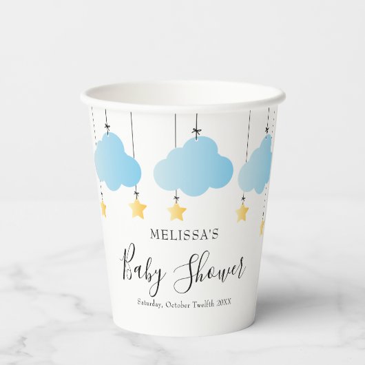 Twinkle小さな星ブルーボーイベビーシャワー 紙コップ (裏面)