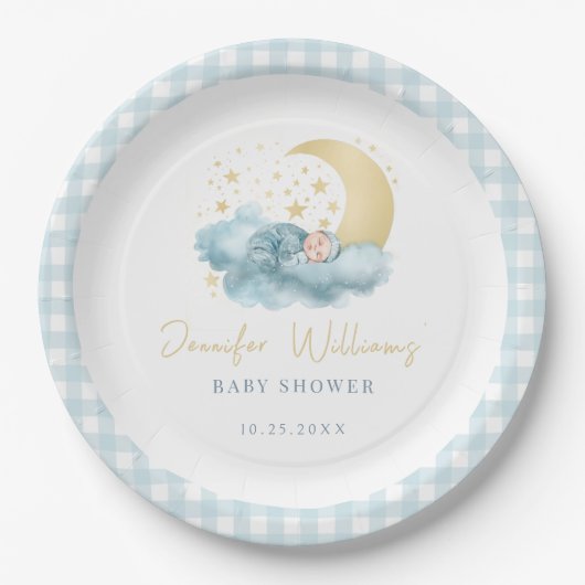 Twinkle小さな星男の赤ちゃんシャワー紙プレート ペーパープレート (正面)