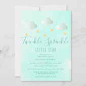 Twinkle散水小さな星ニュートラルベビーシャワー 招待状 (正面)