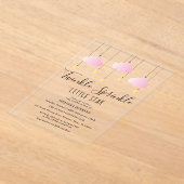 Twinkle散水小スターピンクの女の子の赤ちゃんシャワー アクリル招待状 (レイダウン)