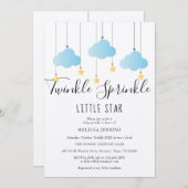 Twinkle散水赤ちゃんシャワーブルーボー素朴ホ 招待状 (正面/裏面)