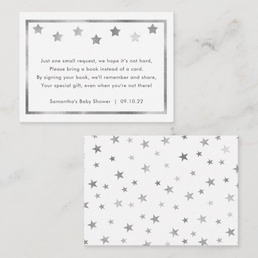 Twinkle赤ちゃんシャワー予約リクエスト、銀星 エンクロージャーカード (正面/裏面)