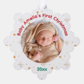 Twinkle Babyの初めてのクリスマス 名前と年 オーナメントカード (裏面)