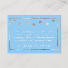 Twinkle Baby Shower bookリクエスト、ブルーシルバー エンクロージャーカード