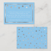 Twinkle Baby Shower bookリクエスト、ブルーシルバー エンクロージャーカード (正面/裏面)