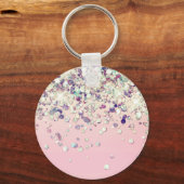 Twinkle Glitter Personalized Name Blush Bridal Sho キーホルダー (裏面)