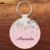 Twinkle Glitter Personalized Name Blush Bridal Sho キーホルダー (正面)