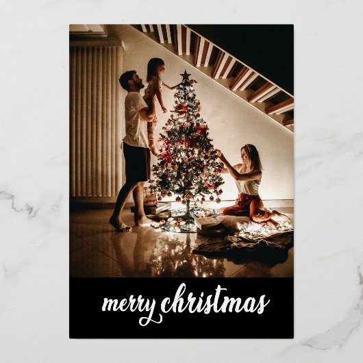 Twinkle Lamprapit写真モダンクリスマスパーティー 箔招待状 (裏面)