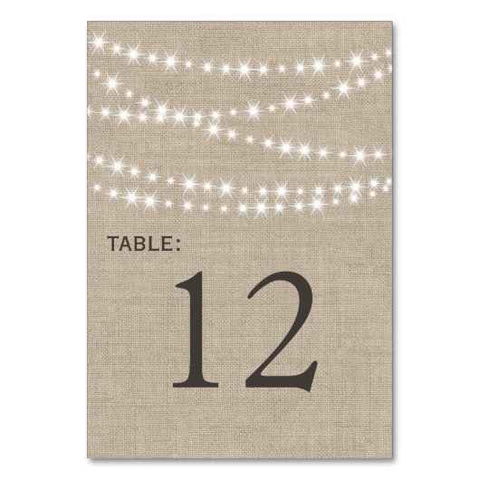 Twinkle Lightsタイポグラフィテーブル番号 テーブルナンバー (正面)