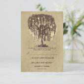 Twinkle Lightsツリー結素朴婚RSVPカード 出欠カード (スタンド正面)