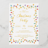 Twinkle LightsファミリーフォトXマスクリスマスパーティー 箔招待状 (正面)