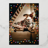 Twinkle LightsファミリーフォトXマスクリスマスパーティー 箔招待状 (裏面)